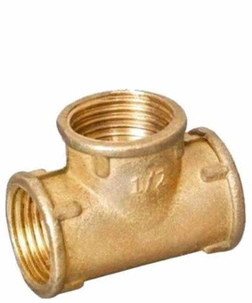 Тройник 15, три внутренние резьбы 1/2", латунь, Польша