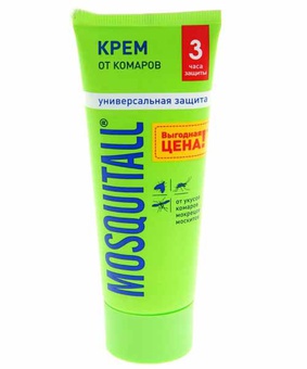 Крем MOSQUITALL универс. защита 3ч. от комаров 75 мл, РФ
