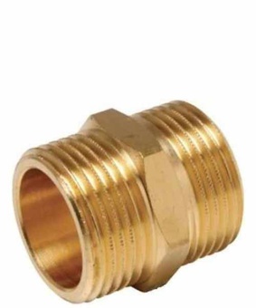 Ниппель ДУ-15 с двумя наружными резьбами 1/2", латунь, Беларусь