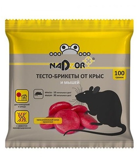 Тесто-брикет от крыс и мышей Nadzor 100гр NASA369, РФ