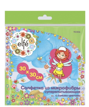 Салфетки из микрофибры с син.цветами 300х300 мм// Elfe, арт. 92306