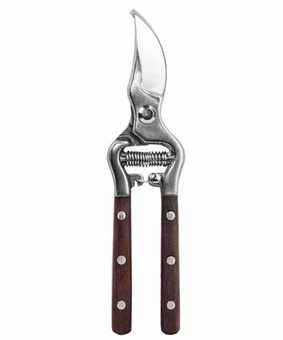 Секатор сад. 8" нерж. сталь, дерев. накл, Польша